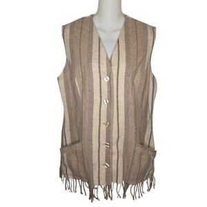 Limited Edition Units Vintage Wool Blend Striped Long Vest Size Medium
